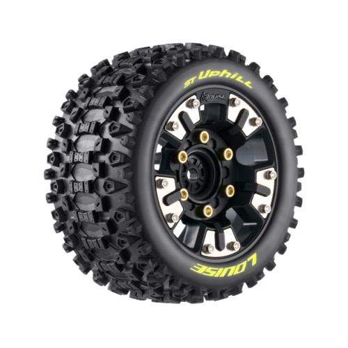 Колеса в сборе (2шт) Louise RC ST-UPHILL Soft для автомоделей Traxxas MINI MAXX, XRT и для 1/10 масштаба, черные диски, HEX: 12мм
