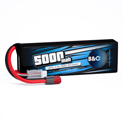 Аккумулятор Li-po B&C 5000 MAH 7.4v (2s), 50C, T-plug, Soft case