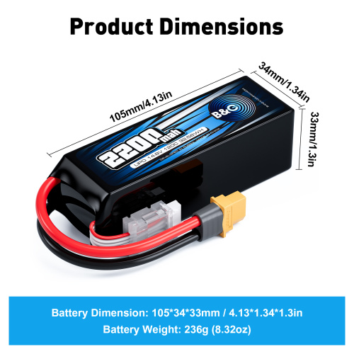 Аккумулятор Li-po B&C 2200 MAH 14.8v (4s) 120C, XT60, Soft case фото 2