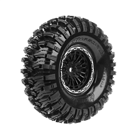 Колеса в сборе (2шт) Louise RC CR-SIXGEAR 1.9 SUPER SOFT для автомоделей краулер-трофи 1/10 масштаба, черные диски, HEX: 12мм