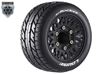 Колеса в сборе (2шт) Louise RC ST-ROCKET Soft для автомоделей монстр трак, трагги 1/10 масштаба, черные диски, HEX: 12,14,17мм