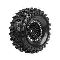 Колеса в сборе (2шт) Louise RC CR-ENDURO 1.9 SUPER SOFT для автомоделей краулер-трофи 1/10 масштаба, черные диски, HEX: 12мм