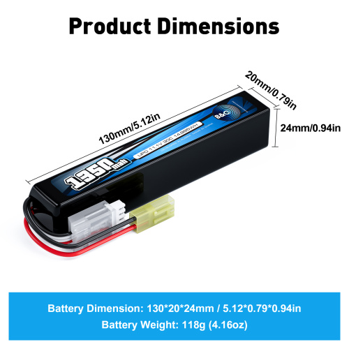 Аккумулятор для страйкбола Li-po B&C 1350 MAH 11.1V (3s) 30C, Mini Tamiya, Soft case фото 2