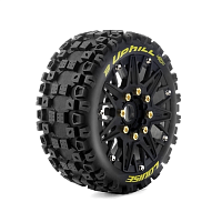 Колеса в сборе (2шт) Louise RC MFT B-UPHILL SOFT для автомоделей багги 1/8 масштаба, черные диски, HEX: 17мм