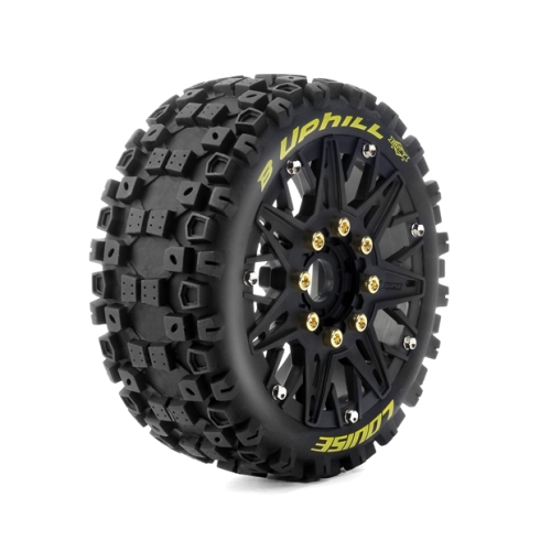 Колеса в сборе (2шт) Louise RC MFT B-UPHILL SOFT для автомоделей багги 1/8 масштаба, черные диски, HEX: 17мм