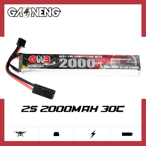 Аккумулятор для страйкбола Li-po Gaoneng GNB 2000MAH 2S1P 7.4V 30C 17x20x129mm Mini Tamiya