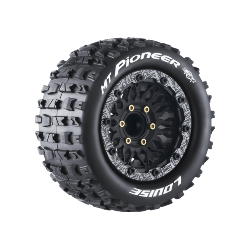 Колеса в сборе (2шт) Louise RC MFT MT-PIONEER Soft для автомоделей монстр трак, трагги 1/10 масштаба, черные диски, HEX: 12,14,17мм