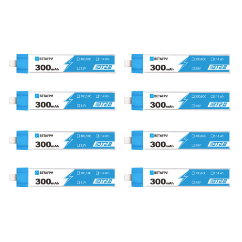 Аккумуляторы Li-po BetaFPV 300mAh 1S 3.8V HV 30/60C BT2.0 (Набор 8 штук)