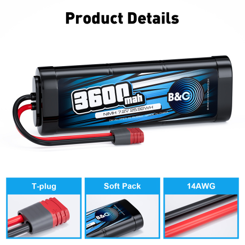 Аккумулятор NiMH B&C 6-Cells 3600 MAH 7.2V , T-plug фото 3