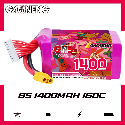 Аккумулятор Li-po Gaoneng GNB 1400mah 8S1P 29.6V 160C 53*38*83mm XT60