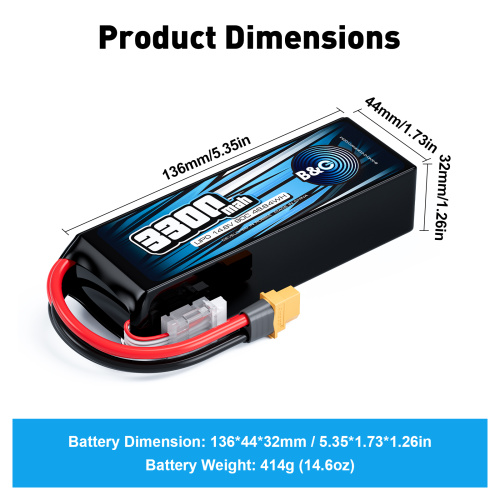 Аккумулятор Li-Po B&C 3300 MAH 14.8v (4s) 90C, XT60, Soft case фото 2