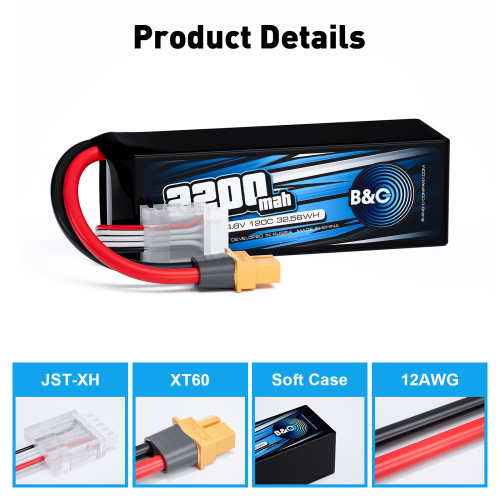 Аккумулятор Li-po B&C 2200 MAH 14.8v (4s) 120C, XT60, Soft case фото 3