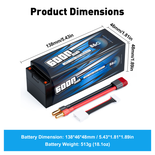 Аккумулятор Li-po B&C 6000 MAH 14.8v (4s) 90C, 5mm + T-Plug, Hard case фото 2