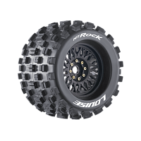Колеса в сборе (2шт) Louise RC MT-ROCK SPORT для автомоделей монстр трак, трагги 1/8 масштаба, черные диски, HEX: 17мм