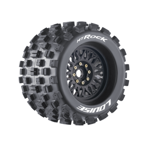 Колеса в сборе (2шт) Louise RC MT-ROCK SPORT для автомоделей монстр трак, трагги 1/8 масштаба, черные диски, HEX: 17мм