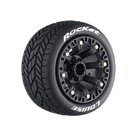 Колеса в сборе (2шт) Louise RC ST-ROCKET 2.2 Soft для автомоделей монстр трак, трагги 1/16 масштаба, черные диски, HEX: 12мм