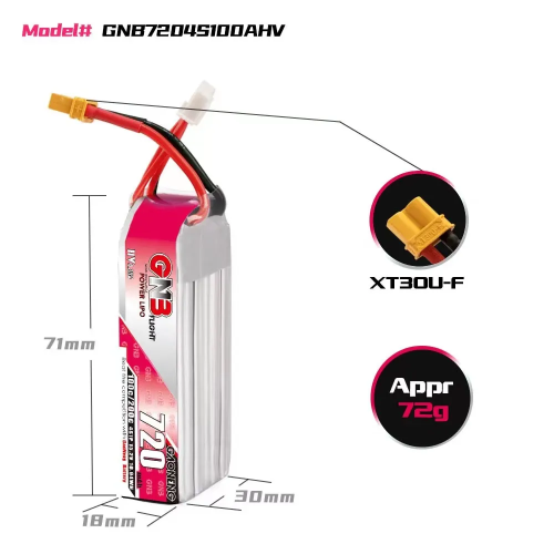 Аккумулятор Li-po Gaoneng GNB 720mah 4S1P 15.2V HV 160C 71х18х30mm XT30 фото 2