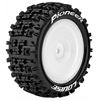 Колеса в сборе (2шт) Louise RC ЗАДНИЕ E-PIONEER SOFT для автомоделей багги 1/10 масштаба, белые диски, HEX: 12мм