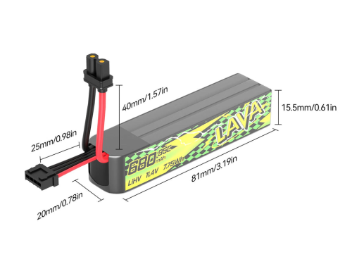 Аккумуляторы Li-po BetaFPV LAVA II 680mAh 3S 11.4V HV 95C XT30 (Набор 2 штуки) фото 2