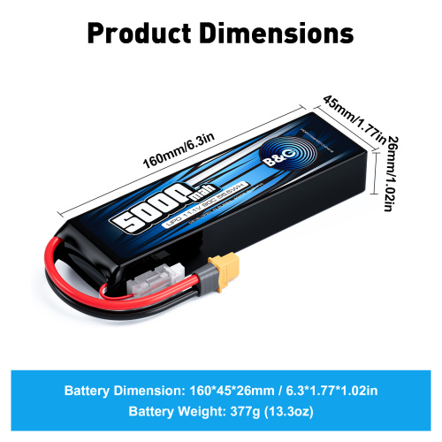 Аккумулятор Li-po B&C 5000 MAH 11.1V (3s) 90C, XT60, Soft case фото 2