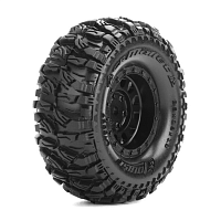 Колеса в сборе (2шт) Louise RC CR-MALLET 1.0 SUPER SOFT для автомоделей краулер-трофи 1/18-1/24 масштаба, черные диски, HEX: 7мм