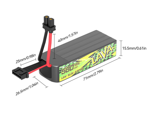 Аккумуляторы Li-po BetaFPV LAVA II 580mAh 4S 15.2V HV 95C XT30 (Набор 2 штуки) фото 2