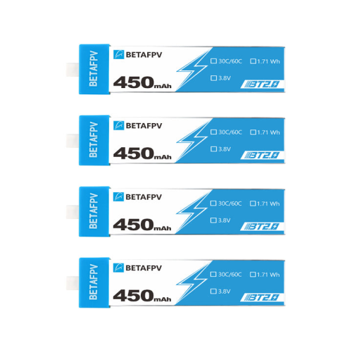 Аккумуляторы Li-po BetaFPV 450mAh 1S 3.8V HV 30/60C BT2.0 (Набор 4 штуки)