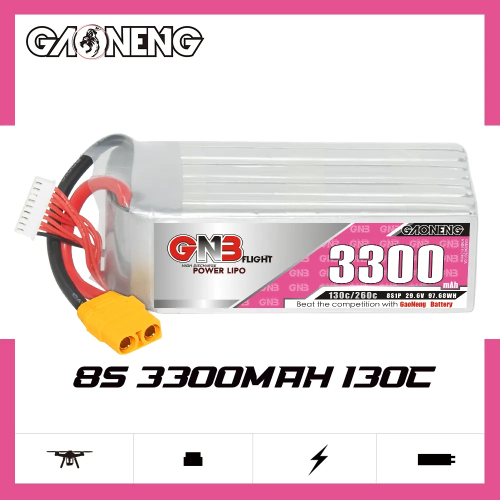 Аккумулятор LiPo GAONENG GNB 3300mAh 8S1P 29.6V 130C 143х44х53mm XT90S