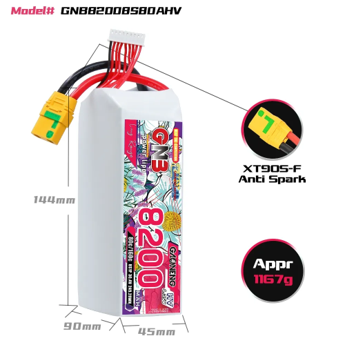 Аккумулятор LiPo GAONENG GNB 8200mAh HV 8S 30.4V 80C XT90S фото 2