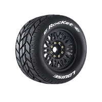 Колеса в сборе (2шт) Louise RC MFT ST-ROCKET SPORT для автомоделей монстр трак, трагги 1/8 масштаба, черные диски, HEX: 17мм