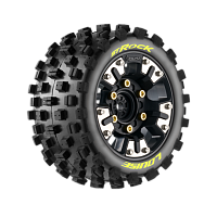 Колеса в сборе (2шт) Louise RC ST-ROCK Soft для автомоделей Traxxas MINI MAXX, XRT и для 1/10 масштаба, черные диски, HEX: 12мм