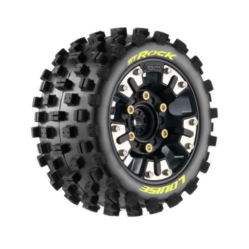 Колеса в сборе (2шт) Louise RC ST-ROCK Soft для автомоделей Traxxas MINI MAXX, XRT и для 1/10 масштаба, черные диски, HEX: 12мм