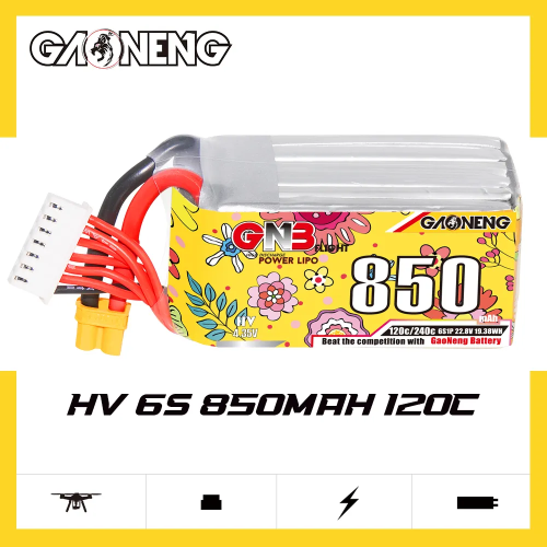 Аккумулятор LiPo GAONENG GNB LiHV 850mAh 6S 22.8V 120C XT30