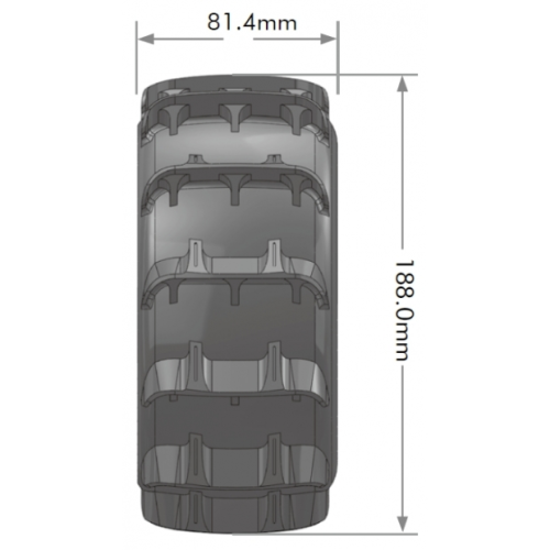 Колеса в сборе (2шт) Louise RC ST-PADDLE (Лопатки) SPORT для автомоделей монстр трак, трагги 1/8 масштаба, черные диски, HEX: 17мм фото 2