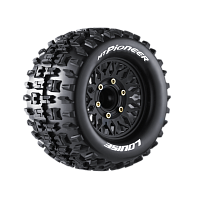 Колеса в сборе (2шт) Louise RC MT-PIONEER Soft для автомоделей монстр трак, трагги 1/10 масштаба, черные диски, HEX: 12,14,17мм