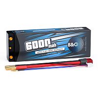 Аккумулятор Li-po B&C 6000 MAH 7.4v (2s), 90C, 4мм + T-Plug, Hard case