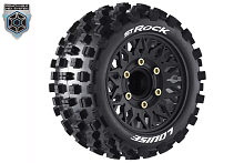 Колеса в сборе (2шт) Louise RC ST-ROCK Soft для автомоделей монстр трак, трагги 1/10 масштаба, черные диски, HEX: 12,14,17мм