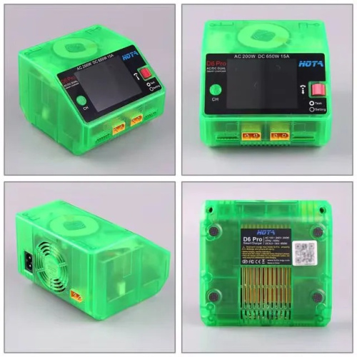 Зарядное-разрядное устройство HOTA D6 Pro AC/DC для LiPo аккумуляторов FPV (Зеленый-прозрачный цвет) фото 3