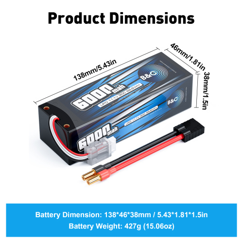 Аккумулятор Li-po B&C 6000 MAH 11.1v (3s) 90C, 5mm + TRX, Hard case фото 2