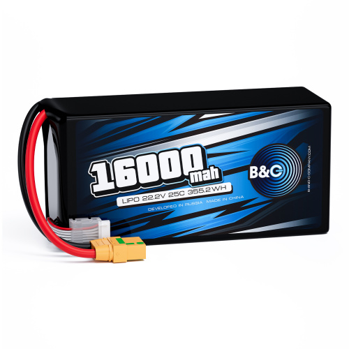Аккумулятор Li-po B&C 16000 MAH 22.2V (6s) 25C, XT90S, Soft case (для FPV дронов)
