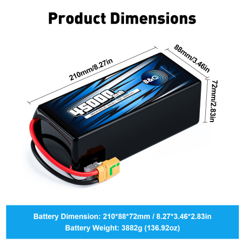 Аккумулятор Semi-Solid (Li-po) B&C 45000 MAH 22.2V (6s) 10C, XT90S, Soft case фото 2