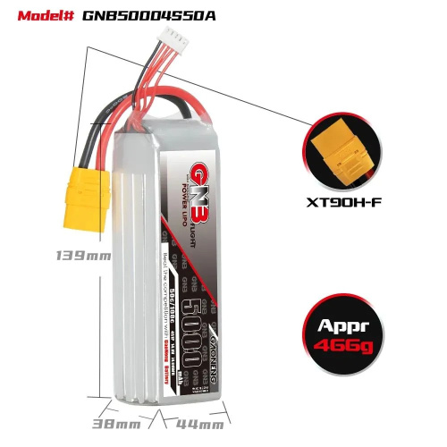 Аккумулятор Li-po Gaoneng GNB 5000mah 4S1P 14.8V 50C 38x44x139mm фото 5