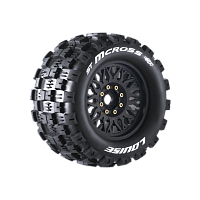 Колеса в сборе (2шт) Louise RC MFT ST-MCROSS SPORT для автомоделей монстр трак, трагги 1/8 масштаба, черные диски, HEX: 17мм
