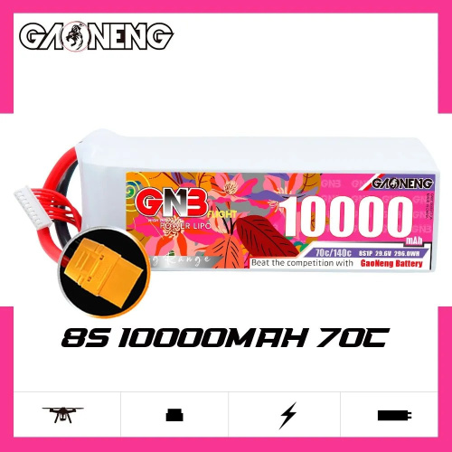 Аккумулятор Li-po Gaoneng GNB 10000mah 8S1P 29.6V 70C 87*55*182mm XT90