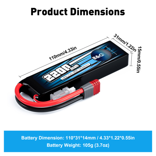 Аккумулятор Li-po B&C 2200 MAH 7.4V (2s) 20C T-plug Soft case фото 2