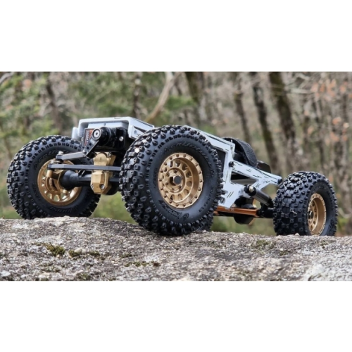 Колеса в сборе (2шт) Louise RC CR-UPHILL 1.0 SUPER SOFT для автомоделей краулер-трофи 1/18-1/24 масштаба, черные диски, HEX: 7мм фото 4