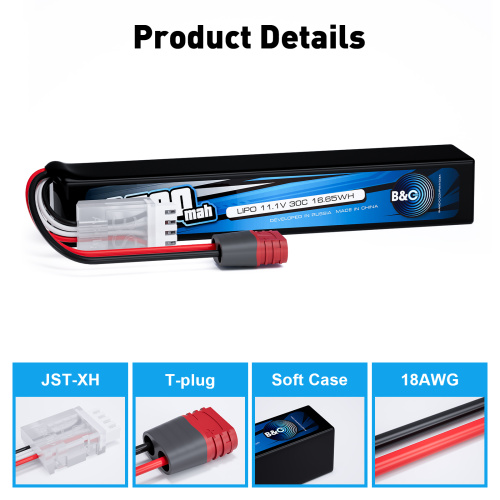Аккумулятор для страйкбола Li-po B&C 1500 MAH 11.1V (3s) 30C, T-plug, Soft case фото 3