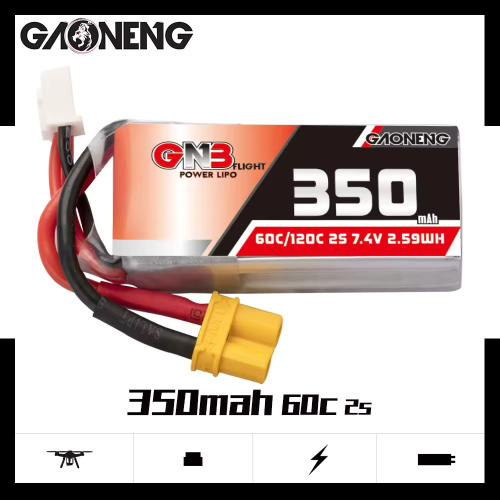 Аккумулятор Li-po Gaoneng GNB 350mah 2S1P 7.4V 60C 12x20.5x45mm XT30