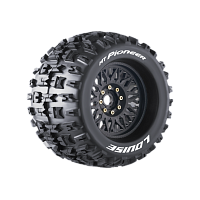Колеса в сборе (2шт) Louise RC MT-PIONEER SPORT для автомоделей монстр трак, трагги 1/8 масштаба, черные диски, HEX: 17мм