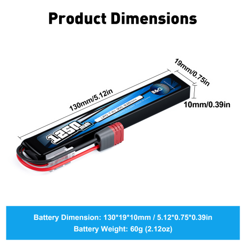 Аккумулятор для страйкбола Li-po B&C 1250 MAH 7.4V (2s) 30C, T-plug, Soft case фото 2